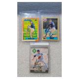 (3) Autographed Nolan Ryan Cards 1990 Topps #4, 1987 Topps #757, 1991 Fleer #395, no COA