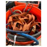 Assorted Heavy-Duty Bungee Cords and Straps in Storage Bucket - Mixed Colors and Sizes