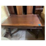 Antique Carved Wood Dining or Writing Table - 60X38X32