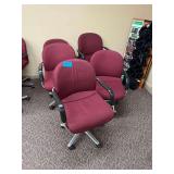 Set Of Burgundy Office Chairs - 5