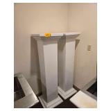 White Columns with Wooden Top x 2. Each 5 ft. H x approx 17 in. Square.