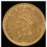 1856 T-3 $1 GOLD AU