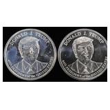 (2) 1 OZ .999 SILVER DONALD TRUMP ROUNDS