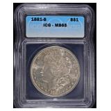 1881-S MORGAN DOLLAR ICG MS65