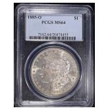 1885-O MORGAN DOLLAR PCGS MS64