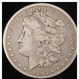 1893-CC MORGAN DOLLAR VF