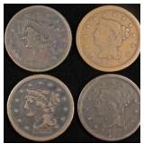 1838, 1851, (92) 1852 LARGE CENTS MOSTLY G-VG