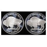 (2) 1 OZ .999 SILVER BUFFALO ROUNDS