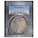 1884-O MORGAN DOLLAR PCGS MS65