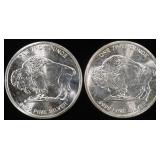 (2) 1 OZ .999 SILVER BUFFALO ROUNDS