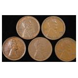 1909, 09 VDB, 10, 11,13 LINCOLN CENTS AU