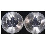 (2) 1 OZ .999 SILVER 2024 CANADIAN MAPLE ROUNDS