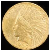 1909 $10 GOLD INDIAN XF