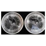 (2) 1 OZ .999 SILVER 2023 AUST KANGAROO ROUNDS