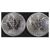 (2) 1 OZ .999 SILVER 2011 CANADIAN MAPLE ROUNDS