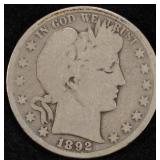 1892-O BARBER HALF DOLLAR AG/G