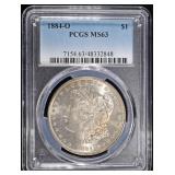 1884-O MORGAN DOLLAR PCGS MS63