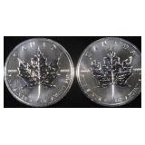 (2) 1 OZ .999 SILVER 2011 CANADIAN MAPLE ROUNDS