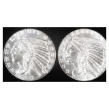 (2) 1 OZ .999 SILVER INDIAN DESIGN ROUNDS