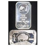 (2) 1 OZ .999 SILV BARS, $1 BUFFALO & SILVERTOWNE