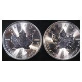 (2) 1 OZ .999 SILVER 2023 CANADIAN MAPLE ROUNDS