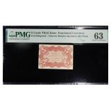 5c 3RD ISSUE FRACTIONAL SPECIMEN BACK PMG 63