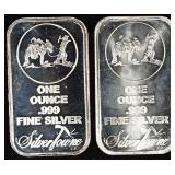 (2) 1 OZ .999 SILVERTOWNE BARS