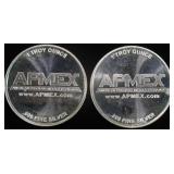 (2) 1 OZ .999 SILVER APMEX ROUNDS