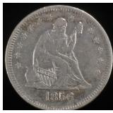 1856 SEATED LIBERTY QUARTER AU