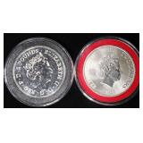 (2) 1 OZ .999 SILVER 2019 & 2021 FOREIGN ROUNDS