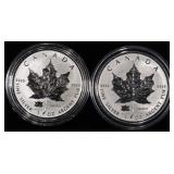 (2) 1 OZ .999 SILVER 2017 CAN MAPLE ROUNDS