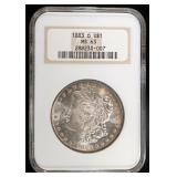 1883-O MORGAN DOLLAR NGC MS63