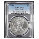 2014 AMERICAN SILVER EAGLE PCGS MS70