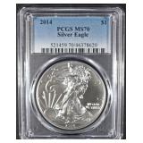 2014 AMERICAN SILVER EAGLE PCGS MS70