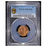 1946-S LINCOLN CENT PCGS MS67 RD