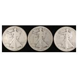 (3) 1918-D WALKING LIBERTY HALVES