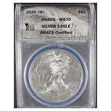 2020-W SILVER EAGLE MS70 ANACS