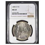 1885-O MORGAN DOLLAR NGC MS63