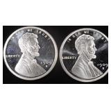 (2) 1 OZ .999 SILVER WHEAT CENT DESIGN ROUNDS