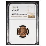 1936 LINCOLN CENT MS66RD NGC