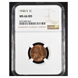 1944-S LINCOLN CENT MS66RD NGC