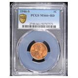 1946-S LINCOLN CENT PCGS MS66+ RD