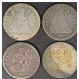 4 SEATED LIBERTY QUARTERS