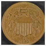 1865 2 CENT PIECE BU BN