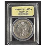 1886-S MORGAN DOLLAR USCG CH/GEM BU PL