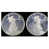 (2) 1 OZ .999 SILVER ST. GAUDENS ROUNDS