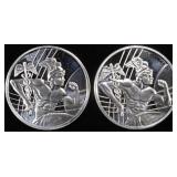 (2) 1 OZ .999 SILVER SUNSHINE MERCURY ROUNDS