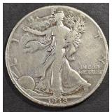 1938-D WALKING LIBERTY HALF DOLLAR FINE