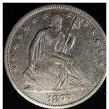 1877 SEATED LIBERTY HALF DOLLAR VF