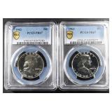 (2) 1963 FRANKLIN HALF DOLLARS PCGS PR-67